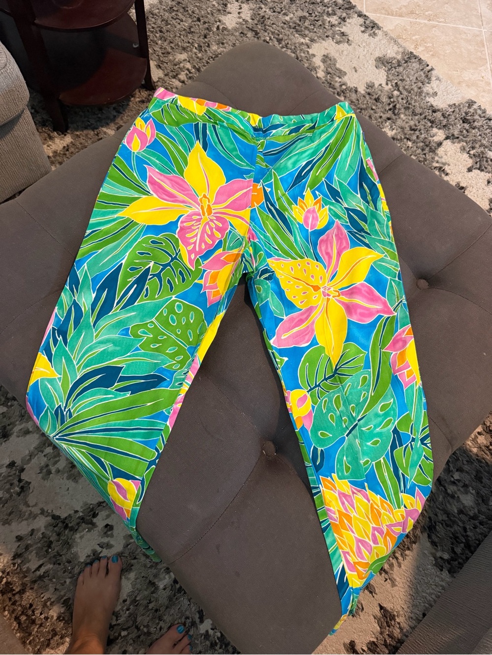 Ralph Lauren Tropical Floral Capri Pants - Blue, Green, Yellow, Pink